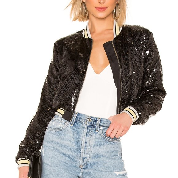 Lovers + Friends Ryder Bomber Sequin Jacket - Picture 1 of 16